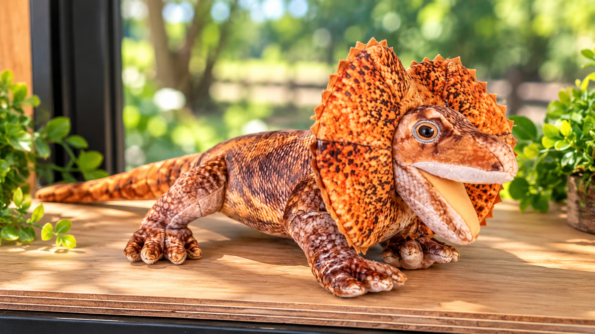Plush Frilled Lizard in Sunlit Greenery.png