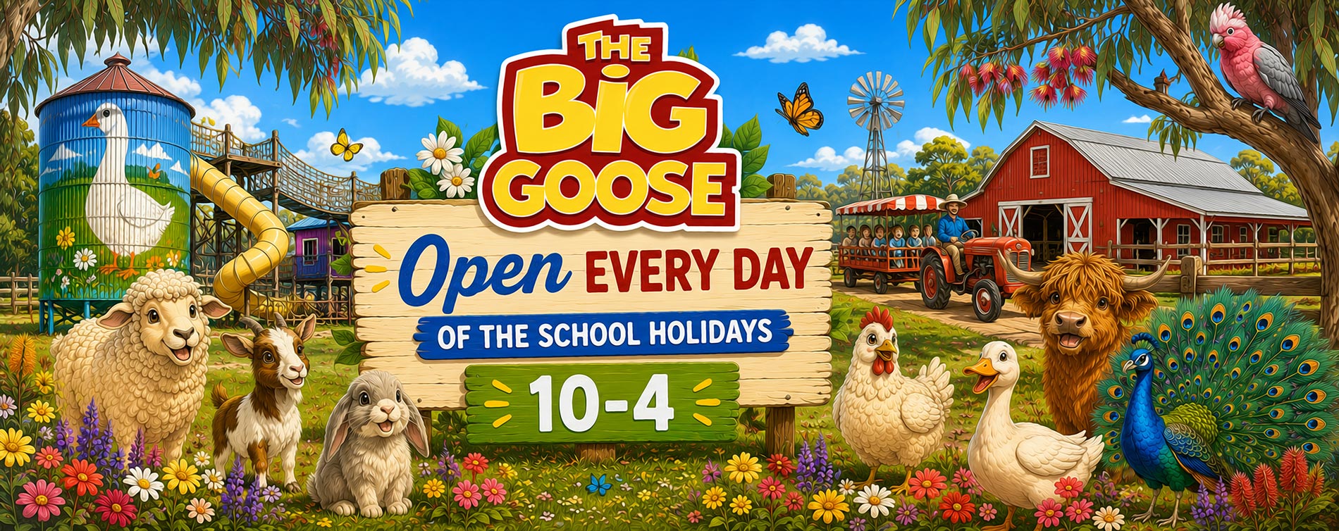 The Big Goose Adventure Farm and Wildlife Park on the Mornington Peninsula close to Melbourne and Cranbourne Family Fun Activity and Things to Do With the Kids on School Holidays - Open every day on the Melbourne school holidays