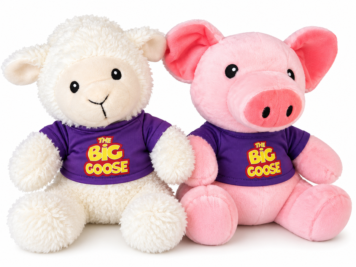 Sheep and Pig Plush Duo in Purple Tees.png
