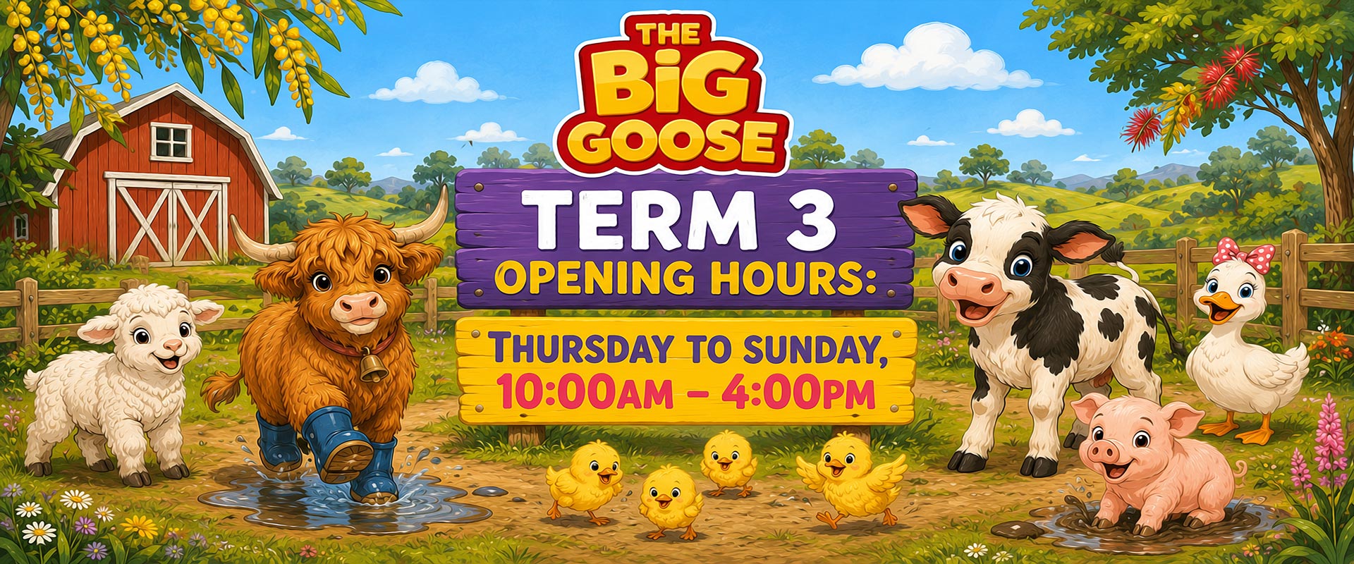 The Big Goose Adventure Farm and Wildlife Park on the Mornington Peninsula close to Melbourne and Cranbourne Family Fun Activity and Things to Do With the Kids on School Holidays - Term 3 Opening Hours