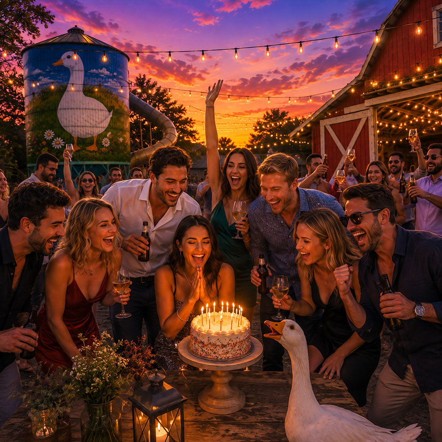 Evening birthday celebration at The Big Goose