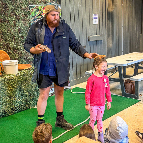 Reptile Encounter at a birthday party at The Big Goose Mornington Peninsula