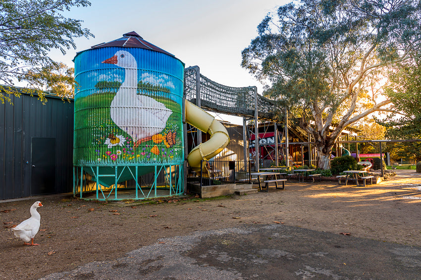 The Big Goose Adventure Farm & Wildlife Park playground in autumn, popular family attraction on the Mornington Peninsula near Melbourne, Frankston, Mornington and Hastings Victoria