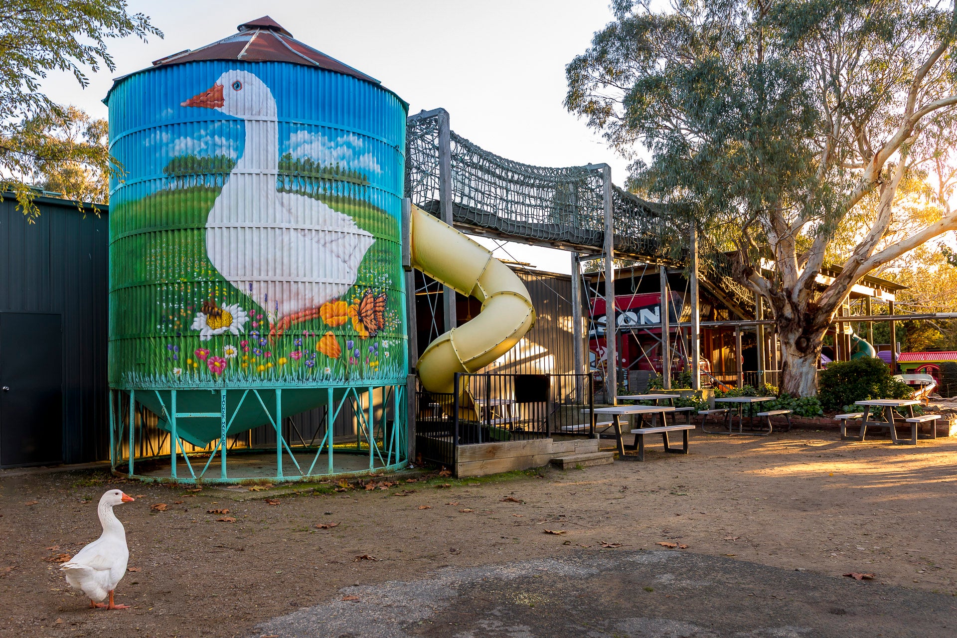 The Big Goose Adventure Farm & Wildlife Park playground in autumn, popular family attraction on the Mornington Peninsula near Melbourne, Frankston, Mornington and Hastings Victoria